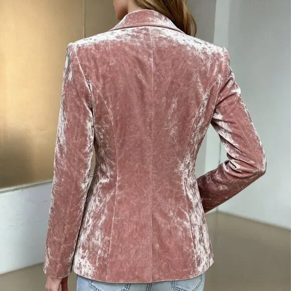 Elegant Pink Women's Single-Breasted Blazer Jacket - Picture 2 of 5